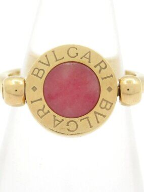 BVLGARI Flip ring - 18K Yellow Gold Coral Green Color Stone